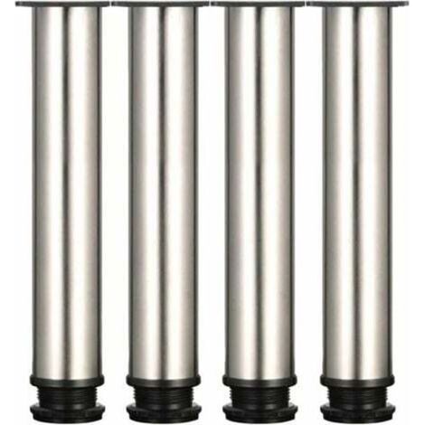 Pieds de meuble réglables en acier inoxydable – Lot de 4, hauteur max. 300 mm, renforcés, compatibles tables et meubles sur mesure (1/5)