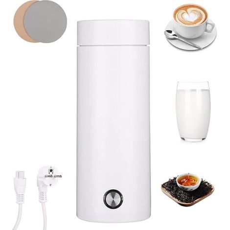 Mini Bouilloire Electrique de Voyage, 450 ml Bouilloire de voyage portable, bouilloire électrique de voyage en acier inoxydable avec deux sous-verres pour Thé, Lait, Café, Arrêt Automatique (1/4)