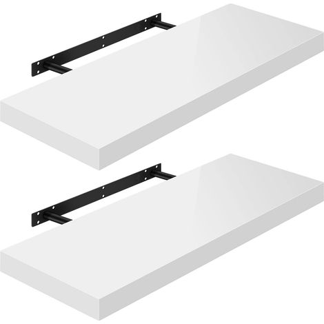 Lot de 2 Étagère Murale WOLTU, Tablette Murale, Étagère à Livres, Panneau de Bois, 70x22, 9x3, 8cm, Blanc, RG9479ws-2