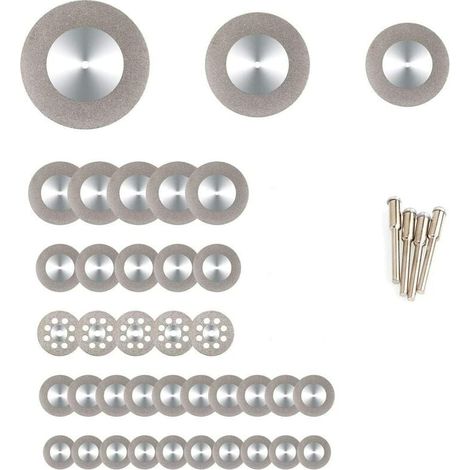 Lot de 38 Disque Diamant Meuleuse, Disques Diamant à Tronçonner 16/20/22/25/30/40/50/60 + 4Pcs Mandrins Tiges, Outil Rotatif de Dremel pour Métal Pierres Précieuses Verre,DOLASO (1/5)