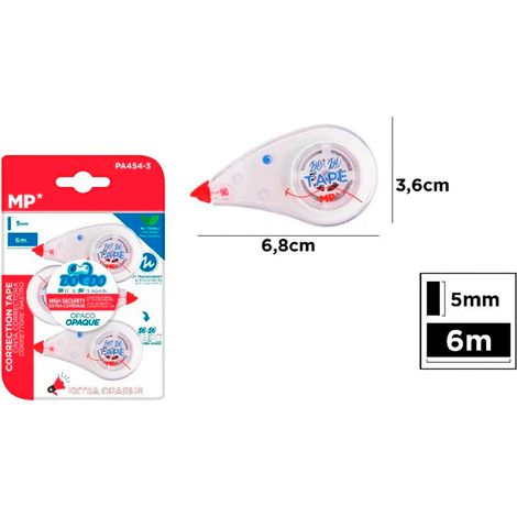 Ruban Correcteur Extra Opaque, 5 Mm X 6 M, 3 Unités, Blister