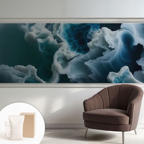 Papier peint intissé décoratif pour salon chambre et cuisine Facile à poser avec colle Vagues marines 250x104 cm (1/5)