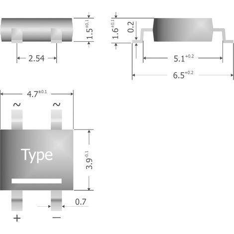 Diotec S250-SLIM Brückengleichrichter TO-269AA 600 V 0.8 A Einphasig