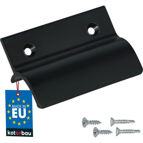 KOTARBAU® Poignée Extérieure Porte Fenetre 65 x 45 mm - Aluminium - Poignee de Baie Vitree Coulissante - Poignée de Porte de Terrasse avec Entretoise - Noir (1/4)