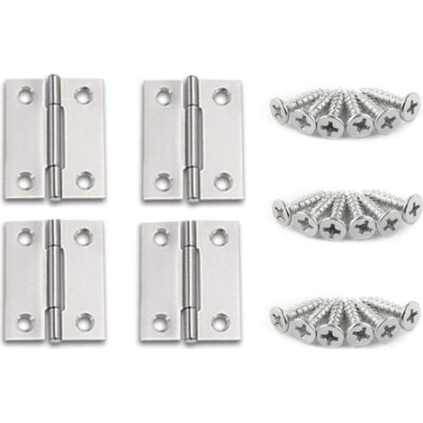 Bisagra para Puerta de Acero Inoxidable - Bisagra Plegable Bisagras Pequeñas Bisagras de Mueble Bisagra Gabinete Armario con Tornillos M3.516mm, Plateado, 1.5 pulgada(38301.0mm) - 4pcs (1/5)