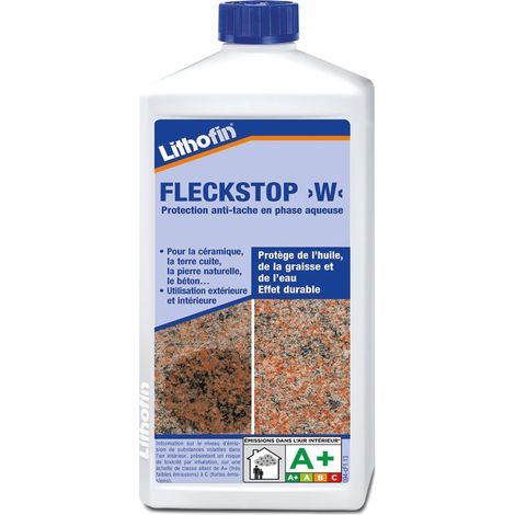 Nettoyant sol LITHOFIN FLECKSTOP à base d’eau – Protection contre taches et salissures – Pour revêtements absorbants – Flacon 1 l (1/2)