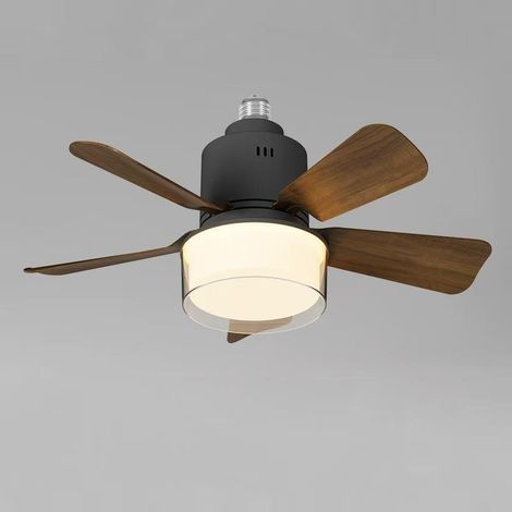 Plafonnier LED spirale, plafonnier domestique, télécommande, culot E27, avec télécommande, couleur noyer, 45 x 18.2 cm (1/5)