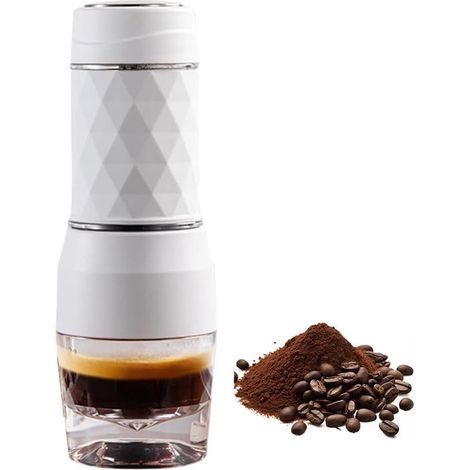 Tragbare Espressomaschine Kapseln und gemahlener Kaffee Weiß (1/5)