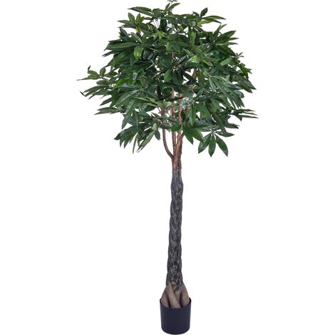 Pachira Artificiale in Vaso con 999 Foglie Altezza 215 cm Verde