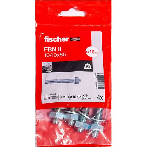 Sachet de 4 goujons FISCHER FBN II Ø / Longueur au choixtailleØ 10/10 - 86 mm