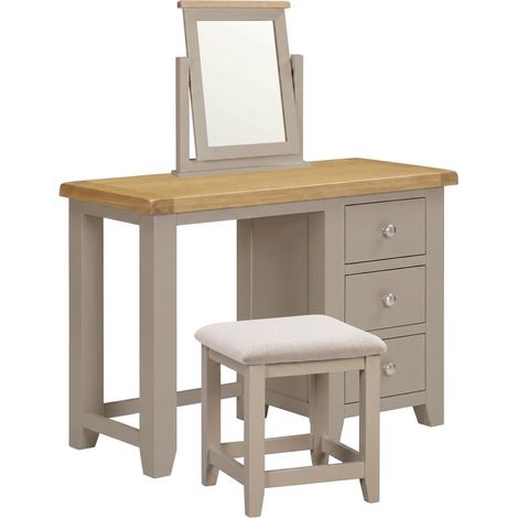 Windsor 3 Drawer Dressing Table Set - L44 x W107 x H75 cm - Putty/Oak/Oat