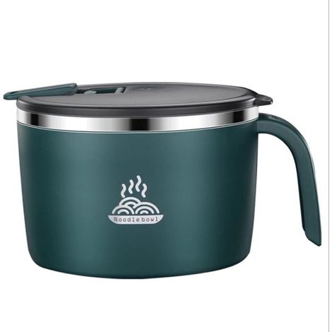 Bol à nouilles isotherme inox 304, 1,3 L, couleur verte, format transport (1/4)