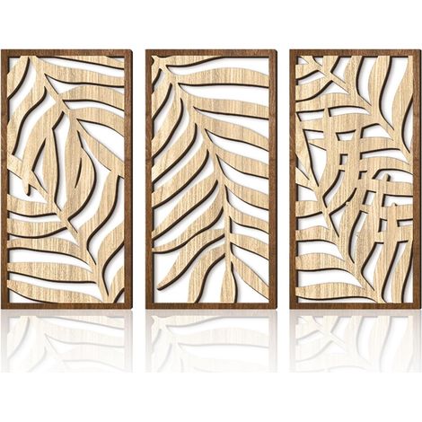 Lot de 3 Décoration Murale Bohème - 40 x 20 cm Tableau decoration murale, Style naturel, Pour salon et chambre à coucher (1/5)