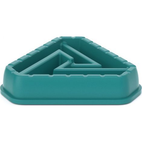 Comedero de plástico antideslizante para mascotas, forma triangular, de alimentación lenta y antiatragantamiento (verde oscuro) (1/5)