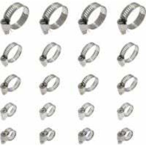 20 Pièces Collier De Serrage Tuyau, Collier De Serrage Tuyau Réglable 16-25mm, 304 Collier De Serrage Inox, Collier Serrage Métallique, Pour Tuyau, Home Gaz, Famille Tuyau D'eau, Câble, Robinet, Etc z (1/4)