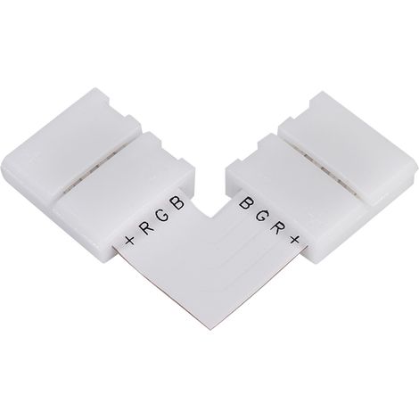 Connecteur de Bande LED RGB, 4 Broches, Adaptateurs en Forme de L, Connecteurs pour 5050 Lumières, Coin Mural, Compatible avec les Bandes de 10mm, Paquet de 5 (1/5)