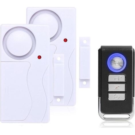 Alarme de Porte et Fenêtre - Alarme Antivol sans Fil avec Télécommande, Facile à Installer, 105db Très Fort (Comprend 2 Alarme et 1 Télécommande) (1/5)