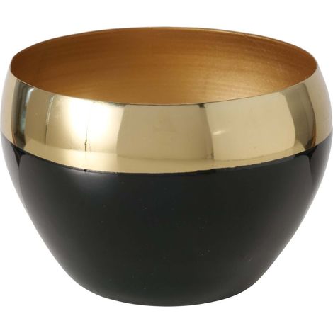 Boltze Windlicht Malva rund gold, schwarz Ø 12 cm H: 8,5 cm eisen handgemalt