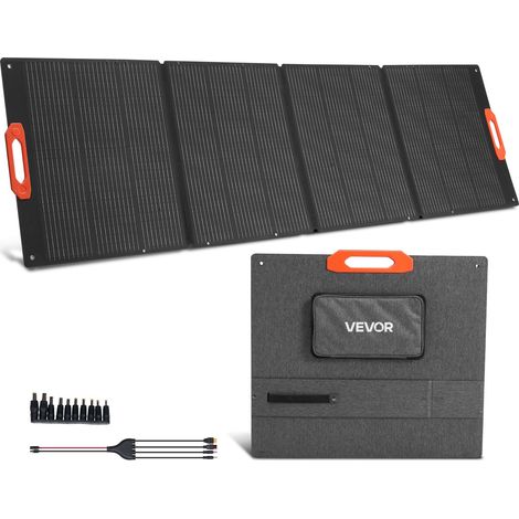 Panneau Solaire Portable 300 W Chargeur Solaire Pliable Monocristallin Haute Efficacité 23 % pour Stations Alimentation Camping Randonnée, avec Sortie MC4, Adaptateur CC 10 en 1, Étanche IP67 (1/5)