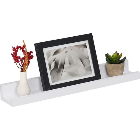 Relaxdays Mensola da Muro Sottile, L: 48 cm, Scaffale da Parete, Portaspezie Cucina, Porta Foto, Libri, Salotto, Bianco