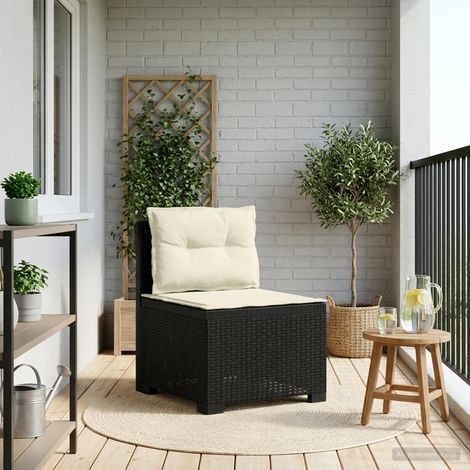 Canapé de Jardin 1 Place Fauteuil Extérieur Look Rotin PP Anthracite avec Coussins - PANGIVO (1/5)