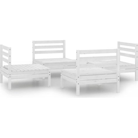 Set Divani da Giardino 4 pz Salotto da Giardino Bianco in Legno Massello di Pino (1/5)