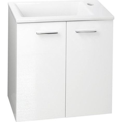 Aqualine Zoja - Meuble lavabo 490x500x245 mm, 2 portes, blanc 51047A (1/3)