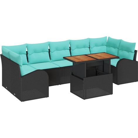 Garden Sofa Set with Storage 8 pcs Black Poly rattan vidaXL (1/5)