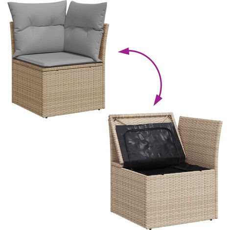 Maison Exclusive - Gartensofa-set 7 pcs Beige und Hellgrau Poly-R