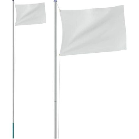 Mât de drapeau segmenté en aluminium argenté de 6,08 mètres (1/5)