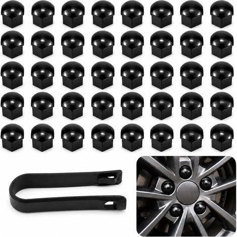 Capuchon D'écrou de Roue 19mm Hexagonaux Cache Vis Noir, Cache Écrou Voiture pour Protection Boulon et Moyeu, Capuchons Universels Anti Corrosion avec Installation Facile Durable (1/5)