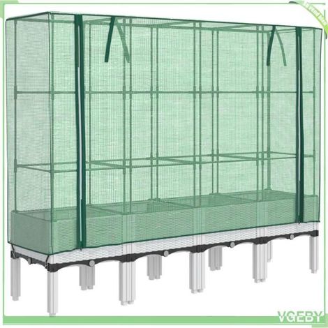 Jardinière surélevée avec housse - FAFEICY - 4015849 - Aspect rotin - 160x40x140 cm - Housse imperméable (1/5)