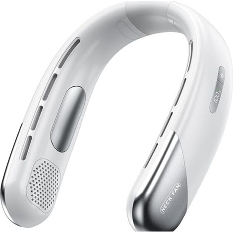 Ventilateur de cou portable, 2000 mAh, rechargeable, avec 5 vitesses et flux d'air rafraîchissant à 360°, sans pales, pour femmes et hommes, à la maison, au bureau, pour le sport et les activités (1/5)