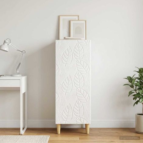 Buffet blanc brillant 33 x 34,5 x 90 cm en bois d'ingénierie, 1 porte, 2 étagères - PANGIVO (1/5)