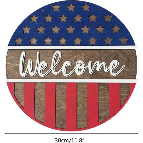 Panneau de bienvenue patriotique du 4 juillet, en bois, à suspendre à la porte d'entrée, décoration pour la fête de l'Indépendance, porche, maison de campagne