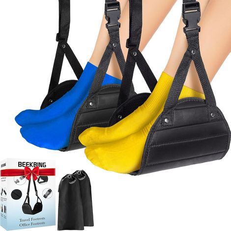 Hamac de voyage portable pour les pieds (lot de 2) - Accessoire indispensable pour les voyages en avion (1/5)