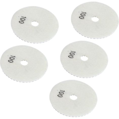 Kit de 5 disques de polissage diamantés humides de 10 cm (4 pouces) à grain doux pour marbre, granit et céramique, grain 100 (1/5)