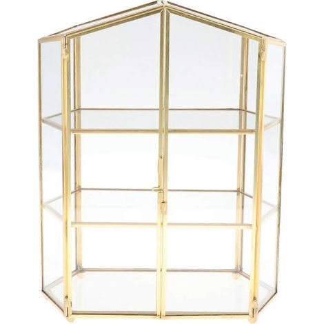 Boîte de présentation vintage en verre transparent à 3 niveaux pour bijoux, idéale pour une coiffeuse. (1/5)
