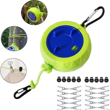 Tendedero extensible de 10 m, portátil, para acampar al aire libre, baño, tendedero para acampar al aire libre, jardín, viajes (1/5)