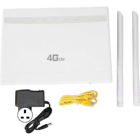 Routeur 4G CPE 300Mbps, 3 interfaces Internet, 4 antennes, LAN/WAN, pour ordinateurs et écrans, prise UK 100-240V. (1/5)