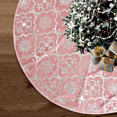 Couverture sapin de Noël, couverture sapin de Noël avec chaussette de Noël, tapis sapin de Noël à motifs flocons de neige, couverture de Noël pour Noël (1/3)