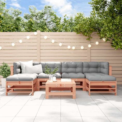 vidaXL Juego de muebles de jardín 7 pzas madera maciza abeto Douglas (1/5)