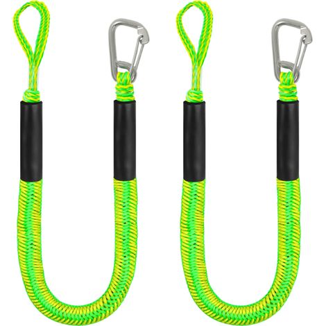 Lot de 2 lignes d’amarre élastiques 4ft avec crochet à bascule en acier inoxydable 316, cordes d’amarrage de bateau résistantes 4500 LBS pour pontons et bateaux à moteur type bass boat (1/4)