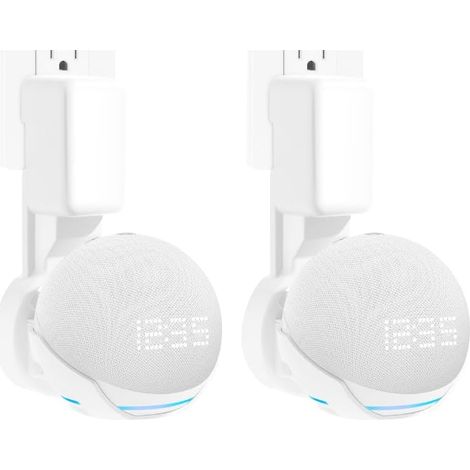 Compatible With Echo Pop Holder, Echo Pop Stand, Echo Pop Wall Mount With Integrated Cable Management, No Screws Required, Speaker Accessory Rack (White, Wl-802), 2 Pieces (1/5)