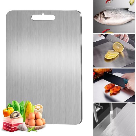 Planche à découper en titane, double face, pour la découpe de viande, fruits et légumes - 25 x 15 cm (1/5)