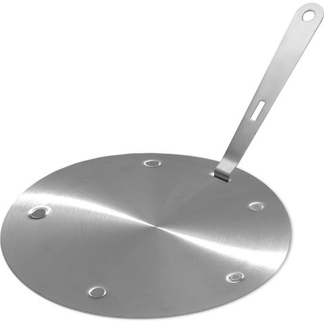 Plaque de distribution thermique, adaptateur induction, disque convertisseur de plaque à induction avec poignée isolée amovible (argent, 16 cm) (1/5)