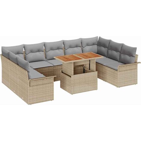 Maison Exclusive - Garten-Sofa-Set mit Speicher 10 pcs Beige Poly
