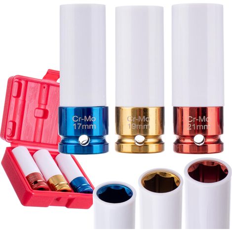 Set di 3 bussole a impatto STY1748 per cerchi in alluminio