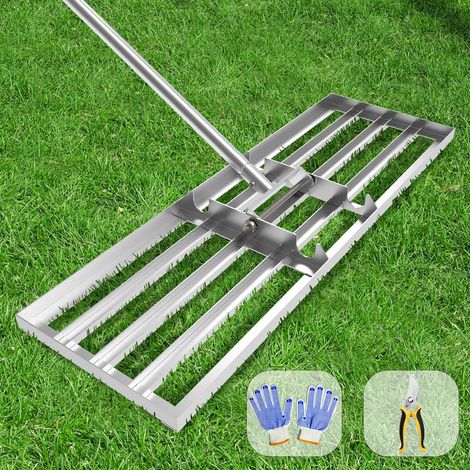 Râteau de nivellement de pelouse avec poignée en Acier Inoxydable pour pelouse, râteau paysager pour Jardin, Terrain de Golf, Ferme, pâturage, 76,2 x 25,4 cm (1/5)