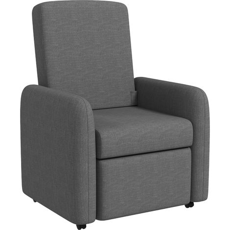 HOMCOM Poltrona Imbottita Reclinabile con Poggiapiedi 76x78.5x102 cm Grigio (1/5)